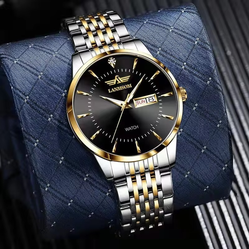 Lanmson Luxury Fashion Waterproof Date Clock Sport Stainless Steel Watches