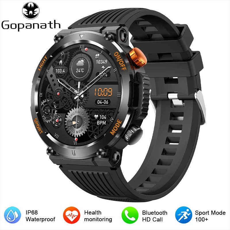 LED Lights Compass Watch For Men Smart Watch Sports Fitness IP67 Waterproof Smartwatch Bluetooth Call Full Touch Screen