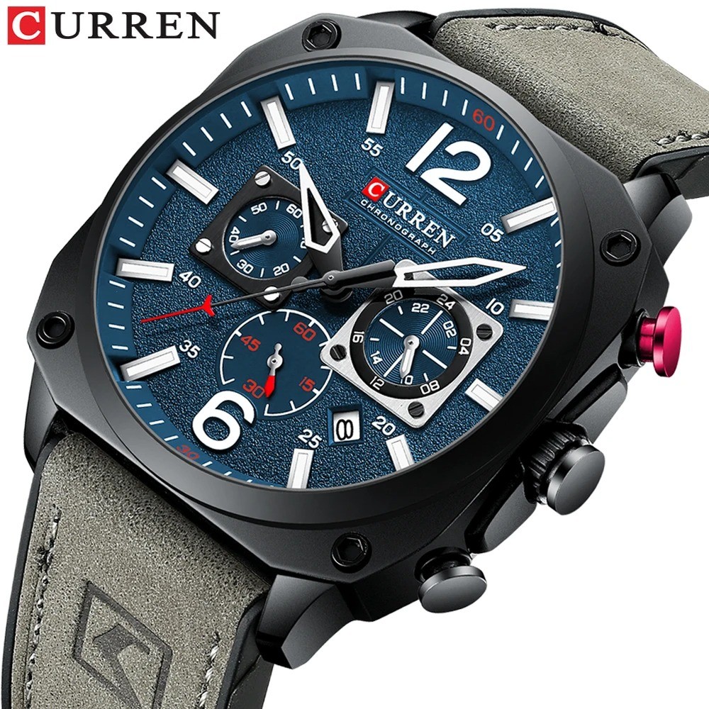 CURREN 8398 Men’s Chronograph Quartz Leather Watch