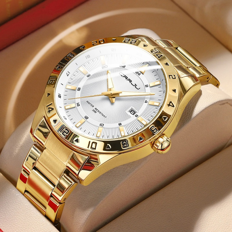 CRRJU 5007 Golden Simple Quartz Watches Fashion Wristwatches for Man with Date High Quality watch