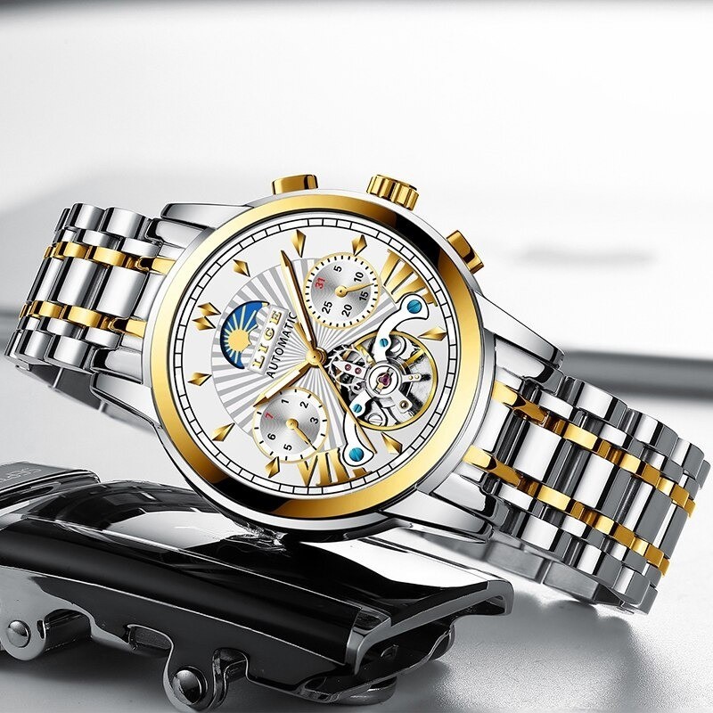 LIGE Top Luxury Men New Automatic Mechanical Watch
