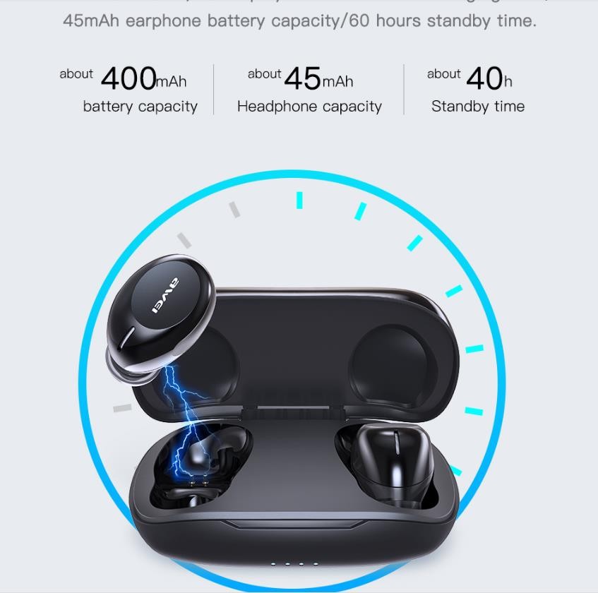 Awei T20 TWS Wireless Earphones Bluetooth 5.3 In-Ear Mini HIFI Earbuds ...