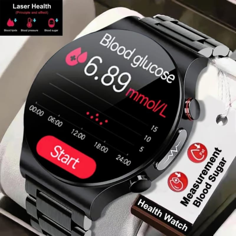 2026 ECG+PPG Sapphire Glass Blood Glucose Smart Watch Men Full Touch Screen Health Watches Laser Treatment Three High Smartwatch
