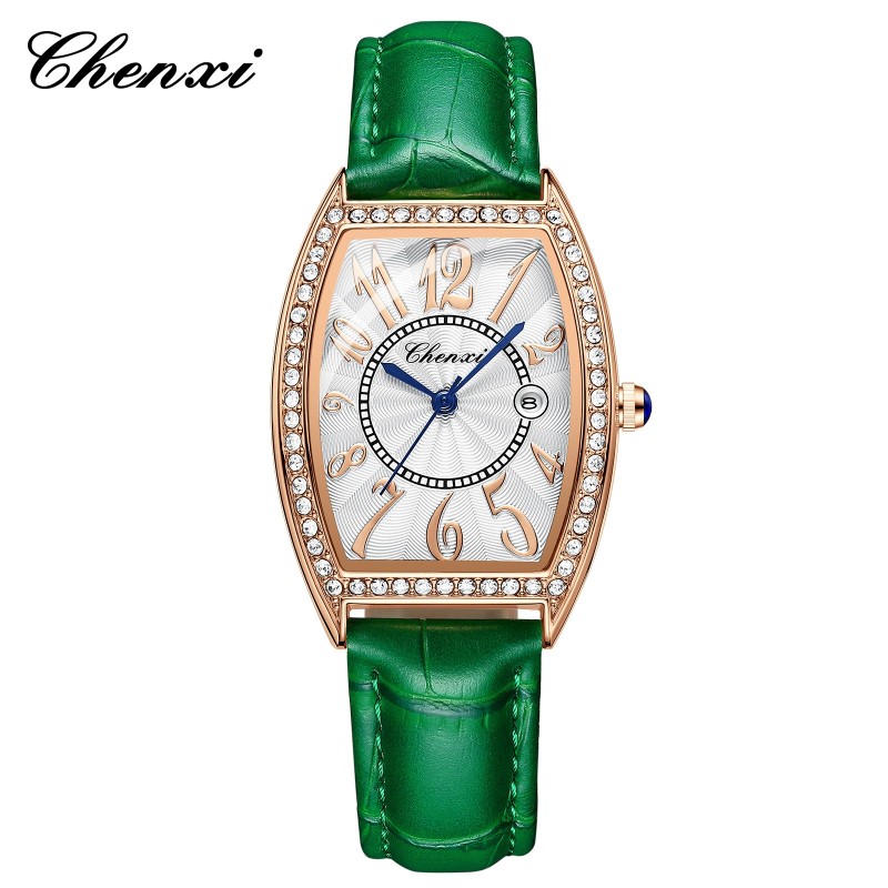 Diamond encrusted Wine Barrel Fashion Trend Calendar Waterproof Ladies' Watch(CX-319)